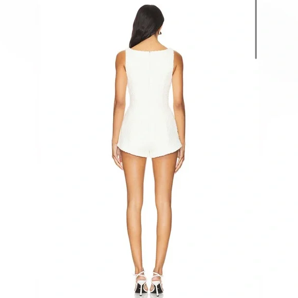 LOVERS AND FRIENDS Tweed Josephine Romper in White - Picture 3 of 9